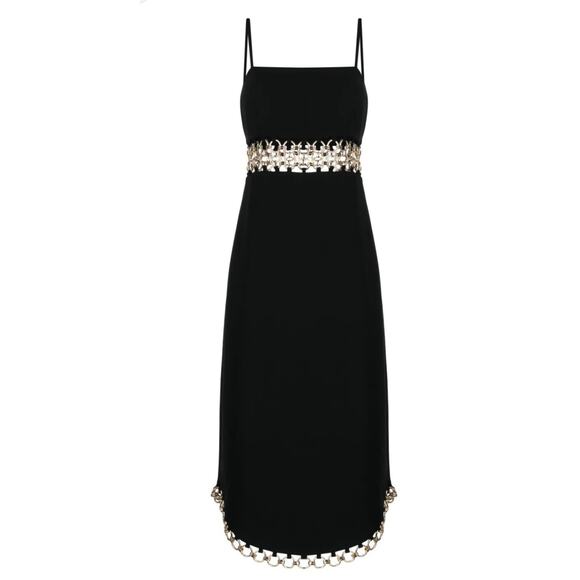 $1311 Alexis Tale Black Midi Dress Dress Golden Ring Chain Sz Small - Picture 10 of 16